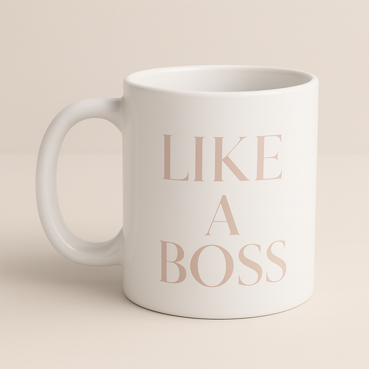 LIKE A BOSS Blush Mug – Luxury Girl-Boss Coffee Cup